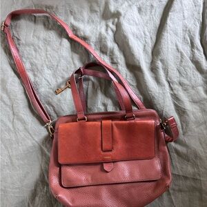 Fossil Women's Brown Leather Kinley Satchel Bag